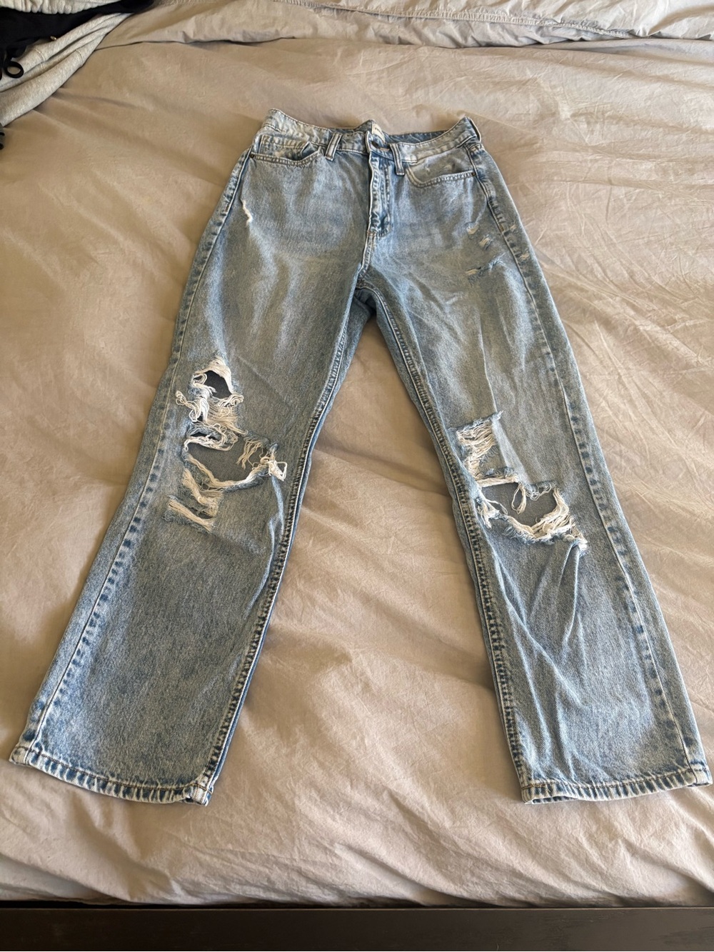 Sneak Peek Light Wash Distressed Straight Jeans